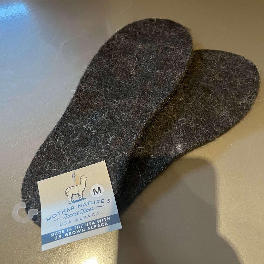 Alpaca Wool Shoe Boot Insoles Black Medium 10.25” x 4”